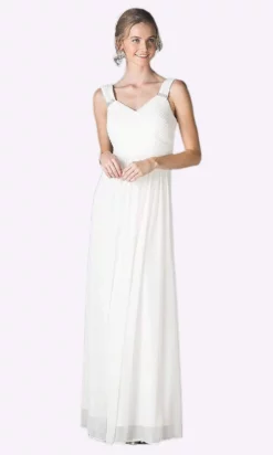 Cinderella Divine - 3984 V-Neck Ruched Bodice Chiffon A-Line Gown 27 Cinderella Divine - 3984 V-Neck Ruched Bodice Chiffon A-Line Gown -Hot Sale WEDDING Store cinderella divine 3984 v neck ruched bodice chiffon a line gown bridesmaid dresses xs off white 28142430126163