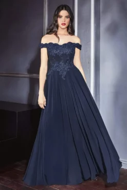 Cinderella Divine - 7258 Flowy Chiffon Lace Embellished A-Line Gown -Hot Sale WEDDING Store cinderella divine 7258 flowy chiffon lace embellished a line gown bridesmaid dresses 27947757109331