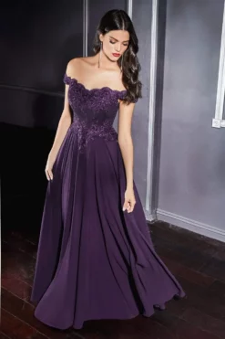 Cinderella Divine - 7258 Flowy Chiffon Lace Embellished A-Line Gown -Hot Sale WEDDING Store cinderella divine 7258 flowy chiffon lace embellished a line gown bridesmaid dresses 27947757502547