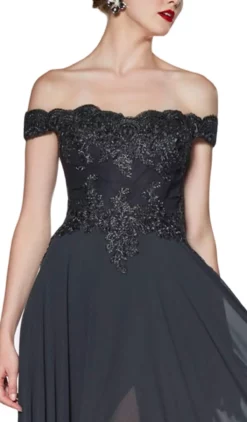 Cinderella Divine - 7258 Flowy Chiffon Lace Embellished A-Line Gown -Hot Sale WEDDING Store cinderella divine 7258 flowy chiffon lace embellished a line gown bridesmaid dresses 28833896923219