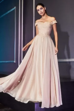 Cinderella Divine - 7258 Flowy Chiffon Lace Embellished A-Line Gown -Hot Sale WEDDING Store cinderella divine 7258 flowy chiffon lace embellished a line gown bridesmaid dresses xs champagne 27944301854803