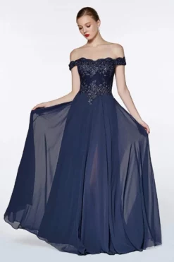 Cinderella Divine - 7258 Flowy Chiffon Lace Embellished A-Line Gown -Hot Sale WEDDING Store cinderella divine 7258 flowy chiffon lace embellished a line gown bridesmaid dresses xs navy 28047237906515