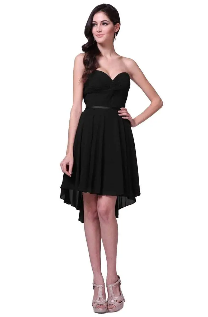 Cinderella Divine - 7456 Strapless Chiffon Short High-Low Hem Dress 1 Cinderella Divine - 7456 Strapless Chiffon Short High-Low Hem Dress