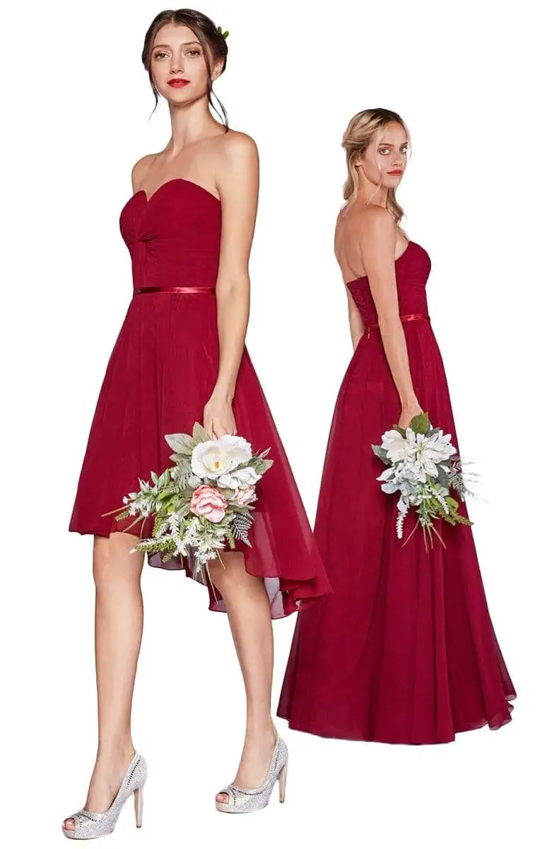 Cinderella Divine - 7456 Strapless Chiffon Short High-Low Hem Dress 5 Cinderella Divine - 7456 Strapless Chiffon Short High-Low Hem Dress - Image 5