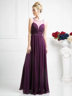 Cinderella Divine - 7458 Illusion Neckline Chiffon Empire Waist Gown -Hot Sale WEDDING Store cinderella divine 7458 illusion neckline chiffon empire waist gown special occasion dress 14051401072723