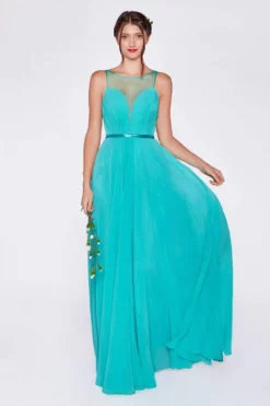 Cinderella Divine - 7458 Illusion Neckline Chiffon Empire Waist Gown -Hot Sale WEDDING Store cinderella divine 7458 illusion neckline chiffon empire waist gown special occasion dress 4 mint 14051366961235