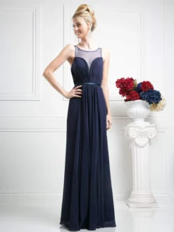 Cinderella Divine - 7458 Illusion Neckline Chiffon Empire Waist Gown -Hot Sale WEDDING Store cinderella divine 7458 illusion neckline chiffon empire waist gown special occasion dress 4 navy 14051388883027