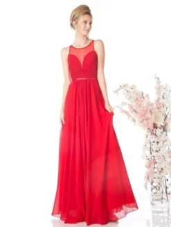 Cinderella Divine - 7458 Illusion Neckline Chiffon Empire Waist Gown -Hot Sale WEDDING Store cinderella divine 7458 illusion neckline chiffon empire waist gown special occasion dress 4 red 14051410477139