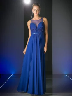 Cinderella Divine - 7458 Illusion Neckline Chiffon Empire Waist Gown -Hot Sale WEDDING Store cinderella divine 7458 illusion neckline chiffon empire waist gown special occasion dress 4 royal 14051412508755