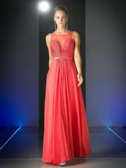 Cinderella Divine - 7458 Illusion Neckline Chiffon Empire Waist Gown -Hot Sale WEDDING Store cinderella divine 7458 illusion neckline chiffon empire waist gown special occasion dress 4 watermelon 14051420602451