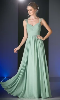 Cinderella Divine - 7461 Beaded Strap Pleated A-Line Chiffon Gown -Hot Sale WEDDING Store cinderella divine 7461 beaded strap pleated a line chiffon gown bridesmaid dresses 4 green 14895384100947