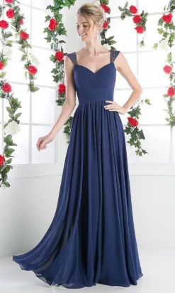 Cinderella Divine - 7461 Beaded Strap Pleated A-Line Chiffon Gown -Hot Sale WEDDING Store cinderella divine 7461 beaded strap pleated a line chiffon gown bridesmaid dresses 4 navy 14895384297555