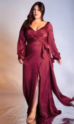 Cinderella Divine - 7478C Long Sleeve V Neck Sheath Dress -Hot Sale WEDDING Store cinderella divine 7478c long sleeve v neck sheath dress evening dresses 16 burgundy 15707129380947
