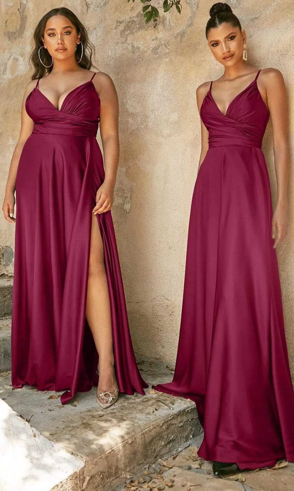 Cinderella Divine 7485 - Ruched V-Neck Evening Gown 3 Cinderella Divine 7485 - Ruched V-Neck Evening Gown - Image 3