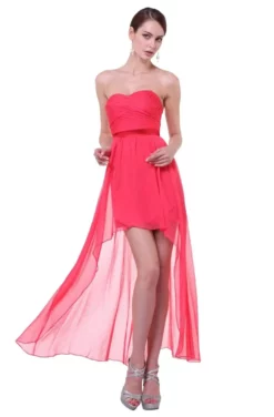 Cinderella Divine - 7750 Strapless Sweetheart Chiffon High Low Dress