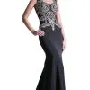 Cinderella Divine - 8946 Embroidered Queen Anne Neck Sheath Dress