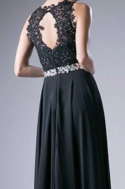 Cinderella Divine - B1601 Embellished Belt Lace A-Line Chiffon Dress -Hot Sale WEDDING Store cinderella divine b1601 embellished belt lace a line chiffon dress bridesmaid dresses xs black 28291641802835