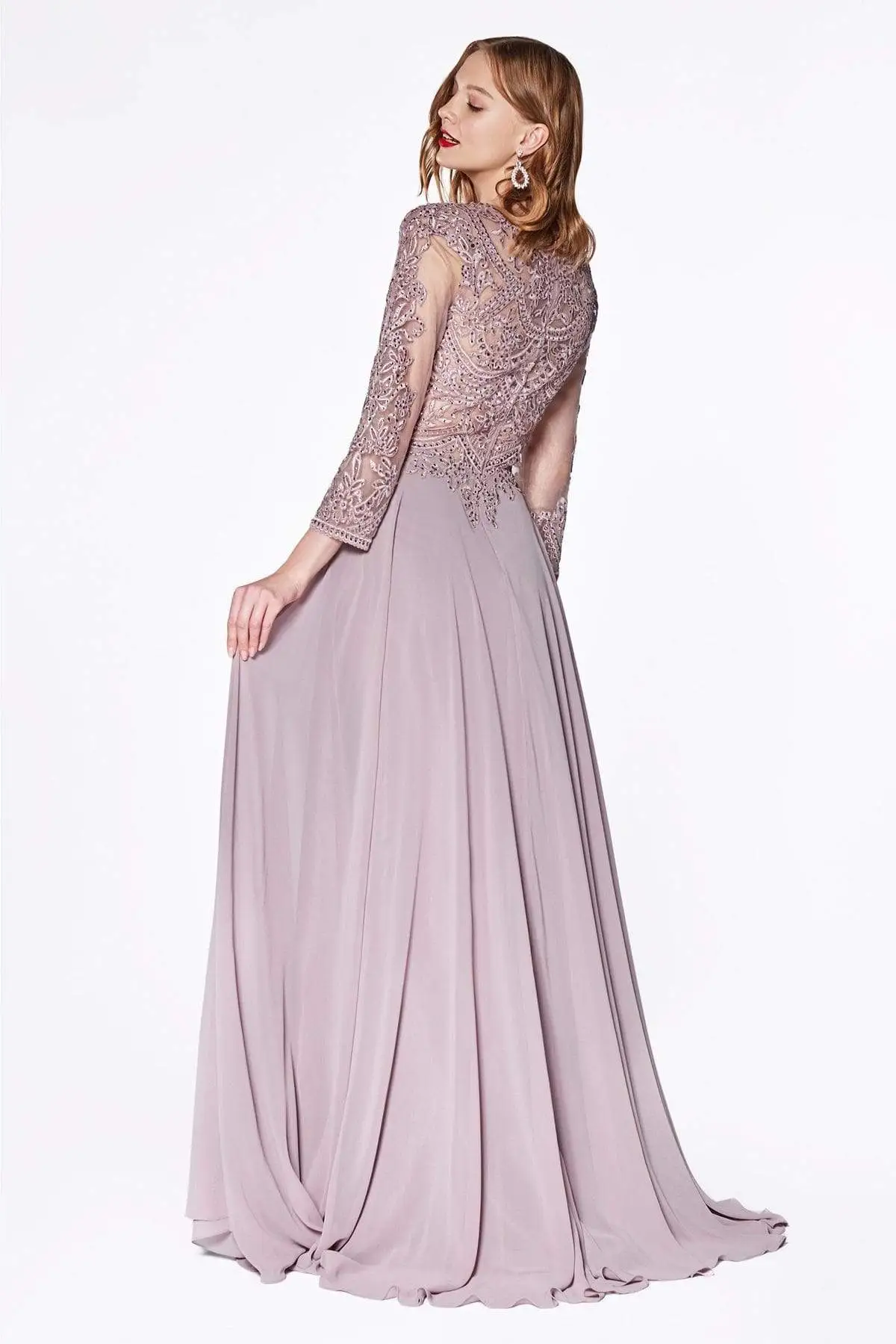 Cinderella Divine - Beaded Jewel A-Line Evening Gown CD0127 - 1 Pc Mauve In Size 3X Available 3 Cinderella Divine - Beaded Jewel A-Line Evening Gown CD0127 - 1 Pc Mauve In Size 3X Available - Image 3
