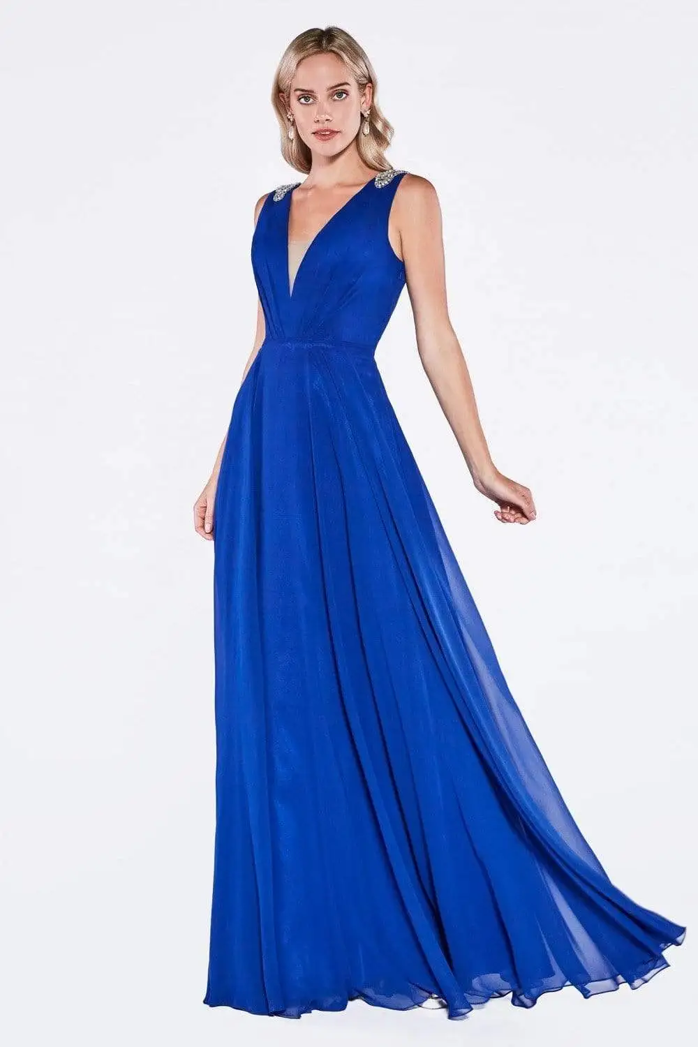 Cinderella Divine - J746 Beaded Plunging Ruched Evening Dress 1 Cinderella Divine - J746 Beaded Plunging Ruched Evening Dress