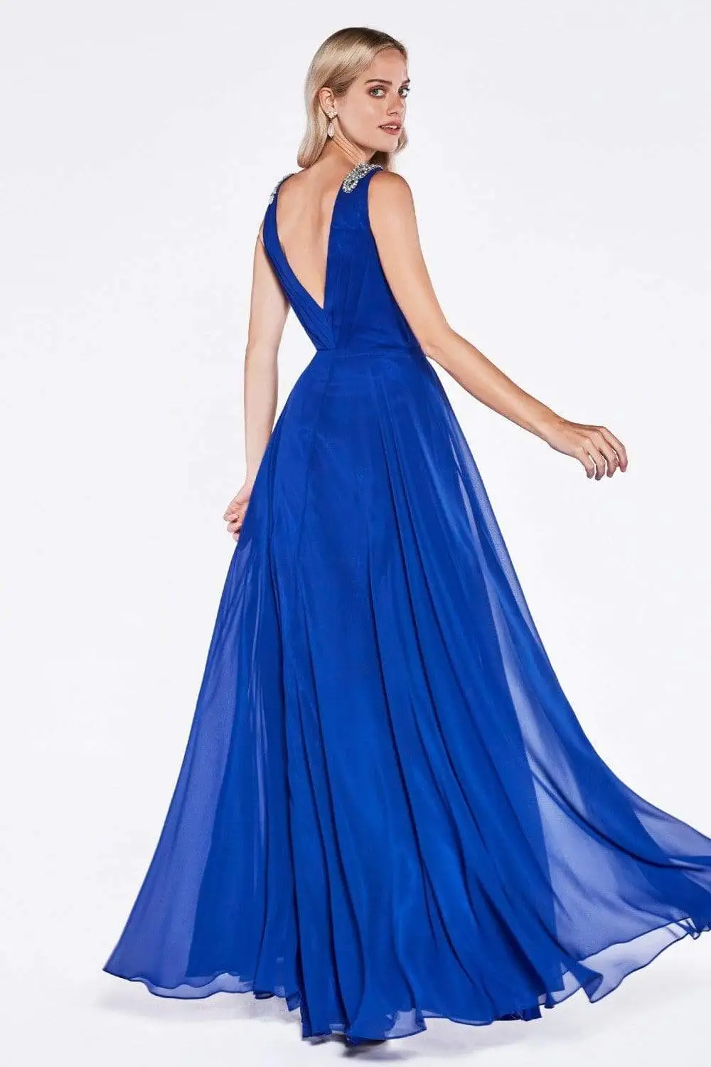 Cinderella Divine - J746 Beaded Plunging Ruched Evening Dress 2 Cinderella Divine - J746 Beaded Plunging Ruched Evening Dress - Image 2