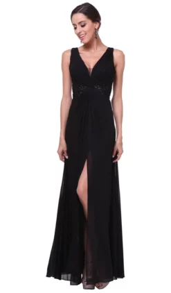 Cinderella Divine - Bedazzled Plunging V-neck A-line Dress 9 Cinderella Divine - Bedazzled Plunging V-neck A-line Dress -Hot Sale WEDDING Store cinderella divine bedazzled plunging v neck a line dress bridesmaid dresses xs black 5648555409465