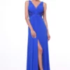Cinderella Divine - Bedazzled Plunging V-neck A-line Dress