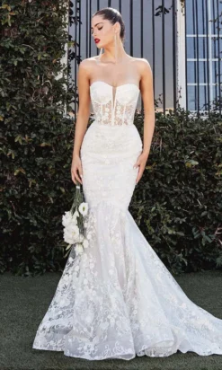 Cinderella Divine Bridal - CB066W Strapless Corset Mermaid Bridal Dress