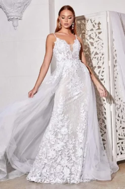 Cinderella Divine Bridal - CD931W V-Neck Lace Bridal Gown With Overskirt -Hot Sale WEDDING Store cinderella divine bridal cd931w v neck lace bridal gown with overskirt wedding dresses 15486969315411