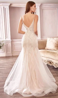 Cinderella Divine Bridal - Plunging V-Neck Embellished Mermaid Dress CDS401 - 1 Pc Off White In Size 10 Available -Hot Sale WEDDING Store cinderella divine bridal plunging v neck embellished mermaid dress cds401 1 pc off white in size 10 available ccsale 10 off white 28837687722067