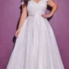 Cinderella Divine Bridals - CD214W Off Shoulder Glitter A-Line Gown