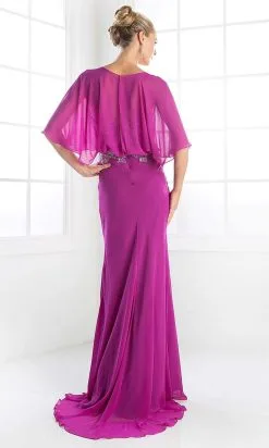Cinderella Divine - C280 Sheer Batwing Capelet Metallic Appliqued Gown -Hot Sale WEDDING Store cinderella divine c280 sheer batwing capelet metallic appliqued gown mother of the bride dresses 28119934402643