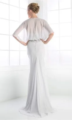 Cinderella Divine - C280 Sheer Batwing Capelet Metallic Appliqued Gown -Hot Sale WEDDING Store cinderella divine c280 sheer batwing capelet metallic appliqued gown mother of the bride dresses 28119936663635