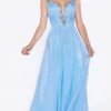Cinderella Divine - C286 Jewel Beaded Trim Ruched Bodice A-Line Gown