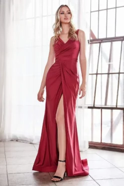 Cinderella Divine - C81730 Sleeveless V Neck High Slit Jersey Gown 15 Cinderella Divine - C81730 Sleeveless V Neck High Slit Jersey Gown -Hot Sale WEDDING Store cinderella divine c81730 sleeveless v neck high slit jersey gown bridesmaid dresses 2 burgundy 28291935928403