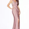 Cinderella Divine - C81730 Sleeveless V Neck High Slit Jersey Gown