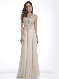 Cinderella Divine Cap Sleeve Beaded Lace Chiffon Gown CJ1022