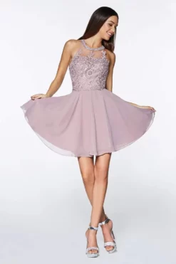 Cinderella Divine - CD0141 Beaded Lace Chiffon Halter Cocktail Dress -Hot Sale WEDDING Store cinderella divine cd0141 beaded lace chiffon halter cocktail dress special occasion dress xxs mauve 28292396384339