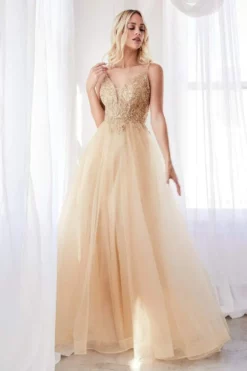 Cinderella Divine - CD0154 Plunging Beaded Appliqued Tulle Dress -Hot Sale WEDDING Store cinderella divine cd0154 plunging beaded appliqued tulle dress prom dresses 13864388526163