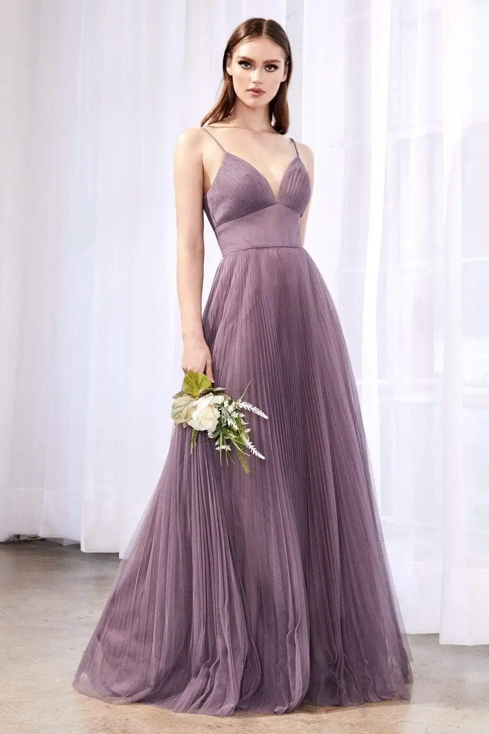 Cinderella Divine - CD184 Sleeveless Pleated Tulle A-Line Gown 10 Cinderella Divine - CD184 Sleeveless Pleated Tulle A-Line Gown - Image 10