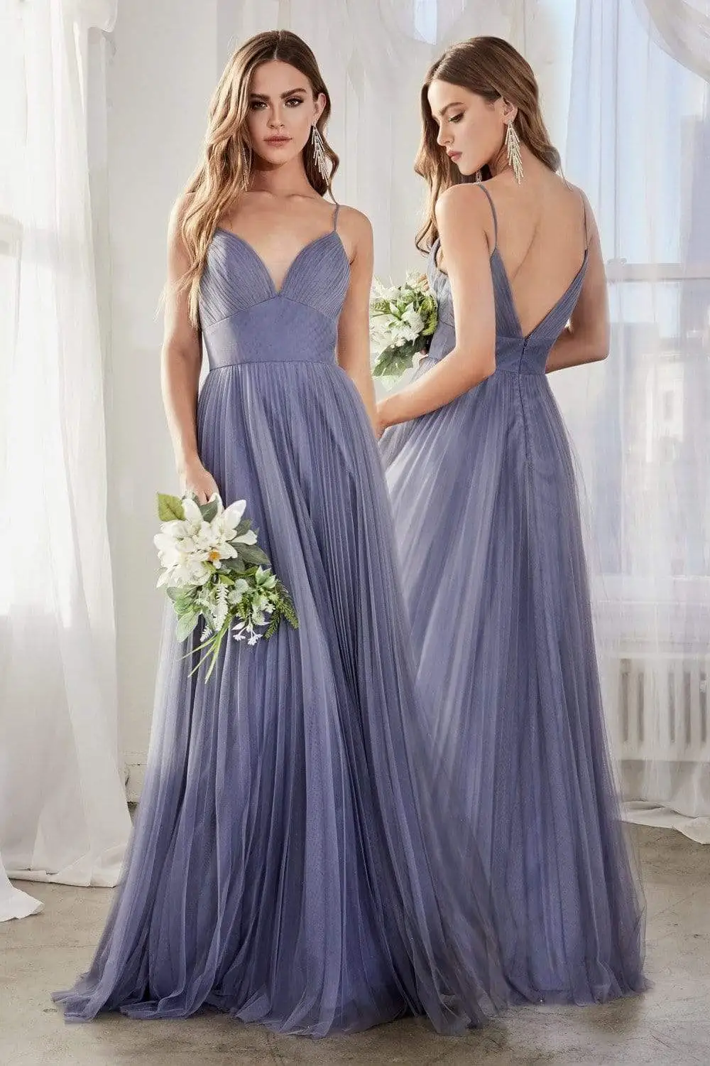 Cinderella Divine - CD184 Sleeveless Pleated Tulle A-Line Gown 1 Cinderella Divine - CD184 Sleeveless Pleated Tulle A-Line Gown