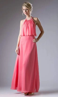 Cinderella Divine - CF130 Flounce Halter Style Chiffon A Line Dress -Hot Sale WEDDING Store cinderella divine cf130 flounce halter style chiffon a line dress special occasion dress xs coral 14646810869843
