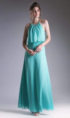 Cinderella Divine - CF130 Flounce Halter Style Chiffon A Line Dress -Hot Sale WEDDING Store cinderella divine cf130 flounce halter style chiffon a line dress special occasion dress xs mint green 14646810902611