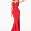Cinderella Divine - CF266 Lace Applique Bodice Jersey Evening Dress