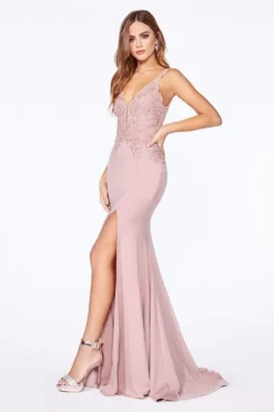 Cinderella Divine - CF319 Lace Deep Scalloped V-neck Trumpet Dress 15 Cinderella Divine - CF319 Lace Deep Scalloped V-neck Trumpet Dress -Hot Sale WEDDING Store cinderella divine cf319 lace deep scalloped v neck trumpet dress bridesmaid dresses xxs dusty rose 28832687390803