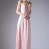 Cinderella Divine - CH529 Beaded Spaghetti Straps Chiffon A Line Gown
