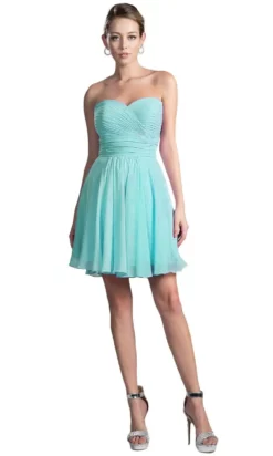 Cinderella Divine - CJ216S Rosette Pleated Sweetheart Chiffon Cocktail Dress -Hot Sale WEDDING Store cinderella divine cj216s rosette pleated sweetheart chiffon cocktail dress special occasion dress 14647085039699