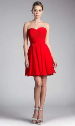 Cinderella Divine - CJ216S Rosette Pleated Sweetheart Chiffon Cocktail Dress -Hot Sale WEDDING Store cinderella divine cj216s rosette pleated sweetheart chiffon cocktail dress special occasion dress 2 red 14647085138003