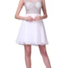 Cinderella Divine - CJ90S Sleeveless Bejeweled Illusion Bateau A-line Dress