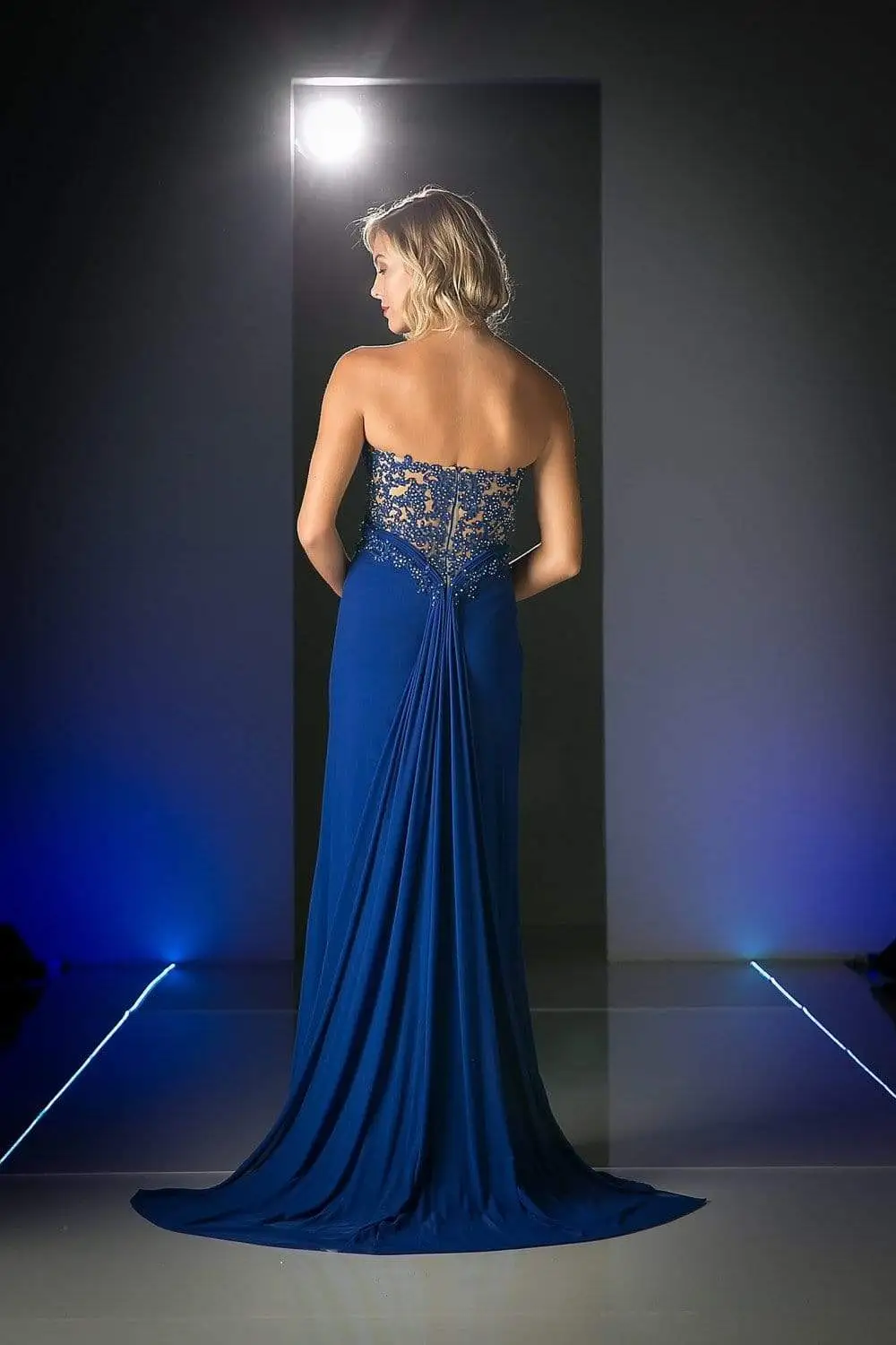 Cinderella Divine - Crisscrossed Strapless Applique Ornate Long Gown 7 Cinderella Divine - Crisscrossed Strapless Applique Ornate Long Gown - Image 7