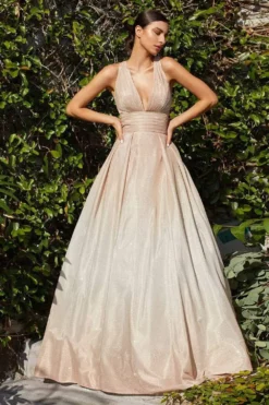 Cinderella Divine - CW222 Pleated Plunging Halter Ballgown -Hot Sale WEDDING Store cinderella divine cw222 pleated plunging halter ballgown ball gowns 2 champagne silver 27945560801363